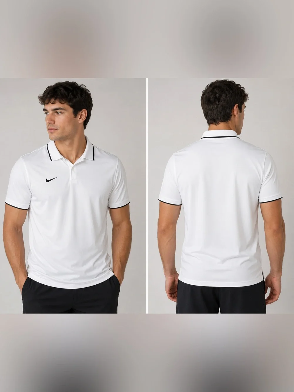 Nike Dri-Fit Mens White Performance Polo with Black Trim Swoosh Golf Size 3X